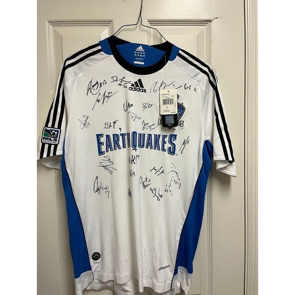 NWT 2008 Team Signed San Jose Earthquakes Formotion  Away Jersey  L Adidas